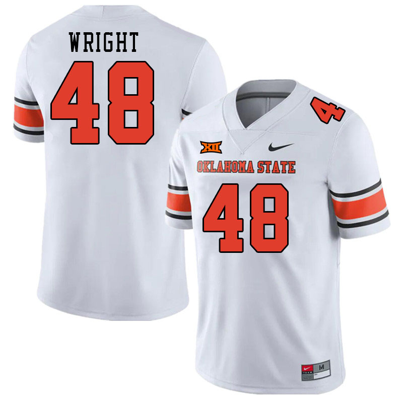 Men #48 Elijah Wright Oklahoma State Cowboys College Football Jerseys Stitched-White - Click Image to Close